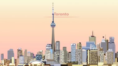 Toronto şehir manzarası vektör çizim gündoğumu