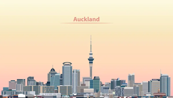 Vektorové ilustrace panorama města Auckland za úsvitu — Stockový vektor