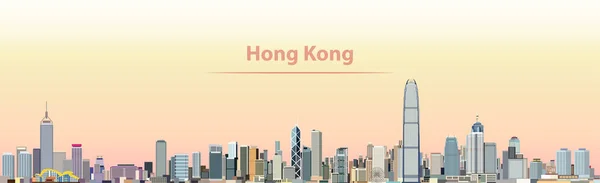 Vectorillustratie van de skyline van de stad van de Hong Kong bij zonsopgang — Stockvector