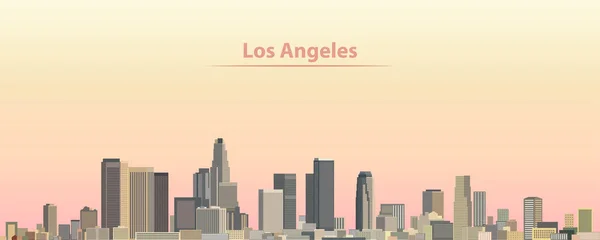 Illustrazione vettoriale dello skyline di Los Angeles all'alba — Vettoriale Stock