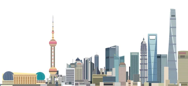 Ilustración vectorial del horizonte de la ciudad de Shanghai — Archivo Imágenes Vectoriales