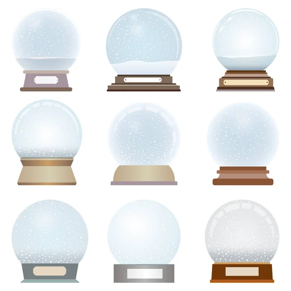 Vector collection of isolated snow globes — Stock Vector