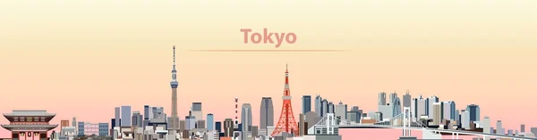 Ilustração vetorial do horizonte da cidade de Tóquio ao nascer do sol —  Vetores de Stock