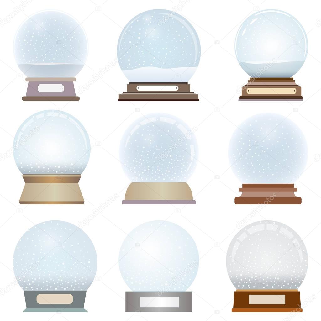 vector collection of isolated snow globes