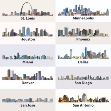 Amerika Birleşik Devletleri şehir silueti vektör toplama