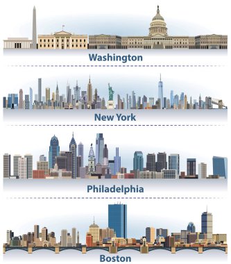 Amerika Birleşik Devletleri şehir silueti vektör kümesi