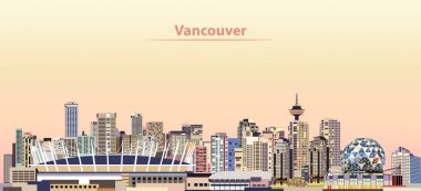 vector illustration of Vancouver city skyline at sunrise clipart