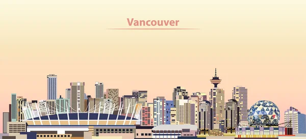 Vektorové ilustrace panorama města Vancouver za úsvitu — Stockový vektor