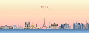 vector skyline of Paris city at sunrise clipart