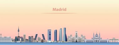 vector abstract illustration of Madrid city skyline at sunrise clipart