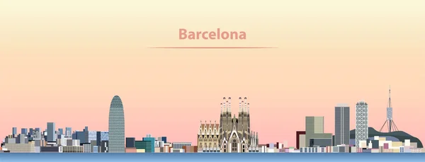 Ilustración abstracta vectorial del horizonte de la ciudad de Barcelona al amanecer — Vector de stock