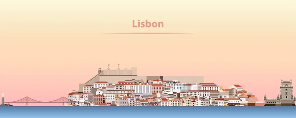 Illustration vectorielle abstraite des toits de la ville de Lisbonne au lever du soleil — Image vectorielle