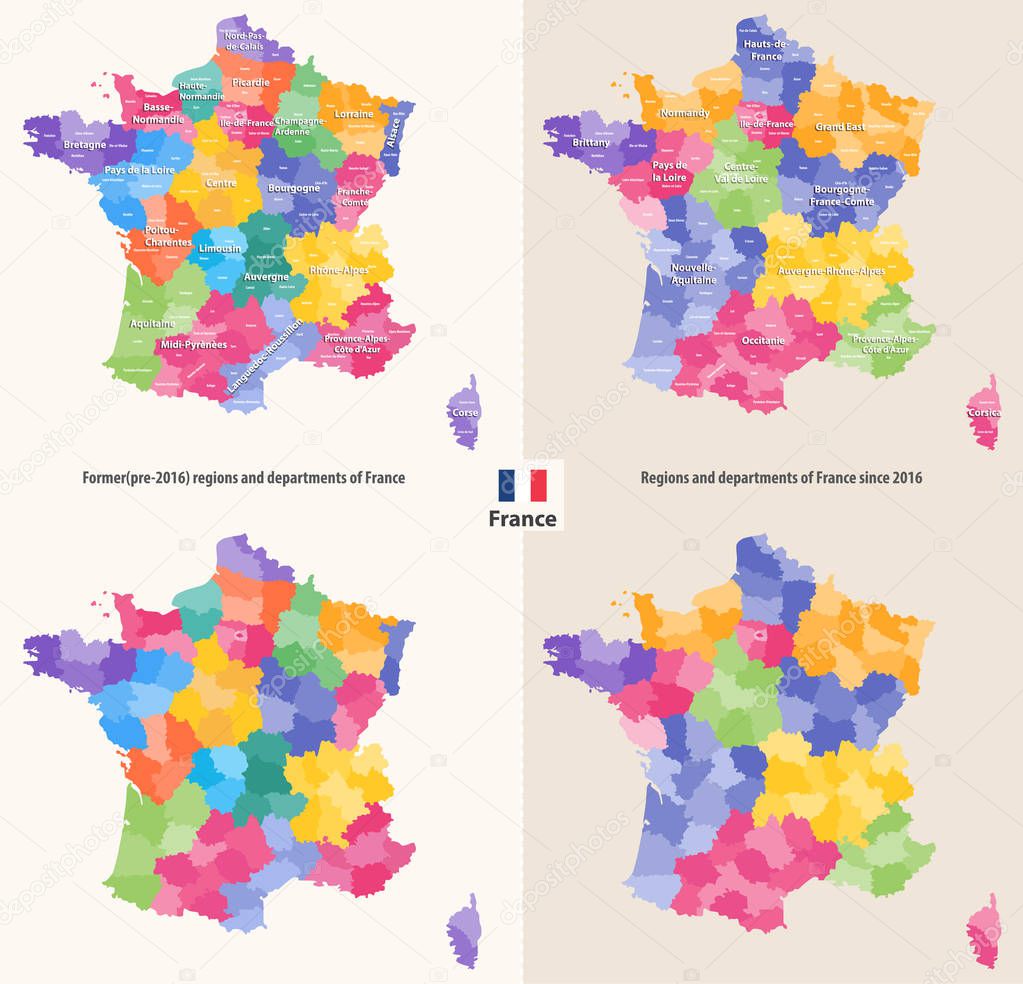 administrative regions and departments of France vector map