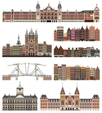 izole vektör bina ve yapılar Amsterdam City