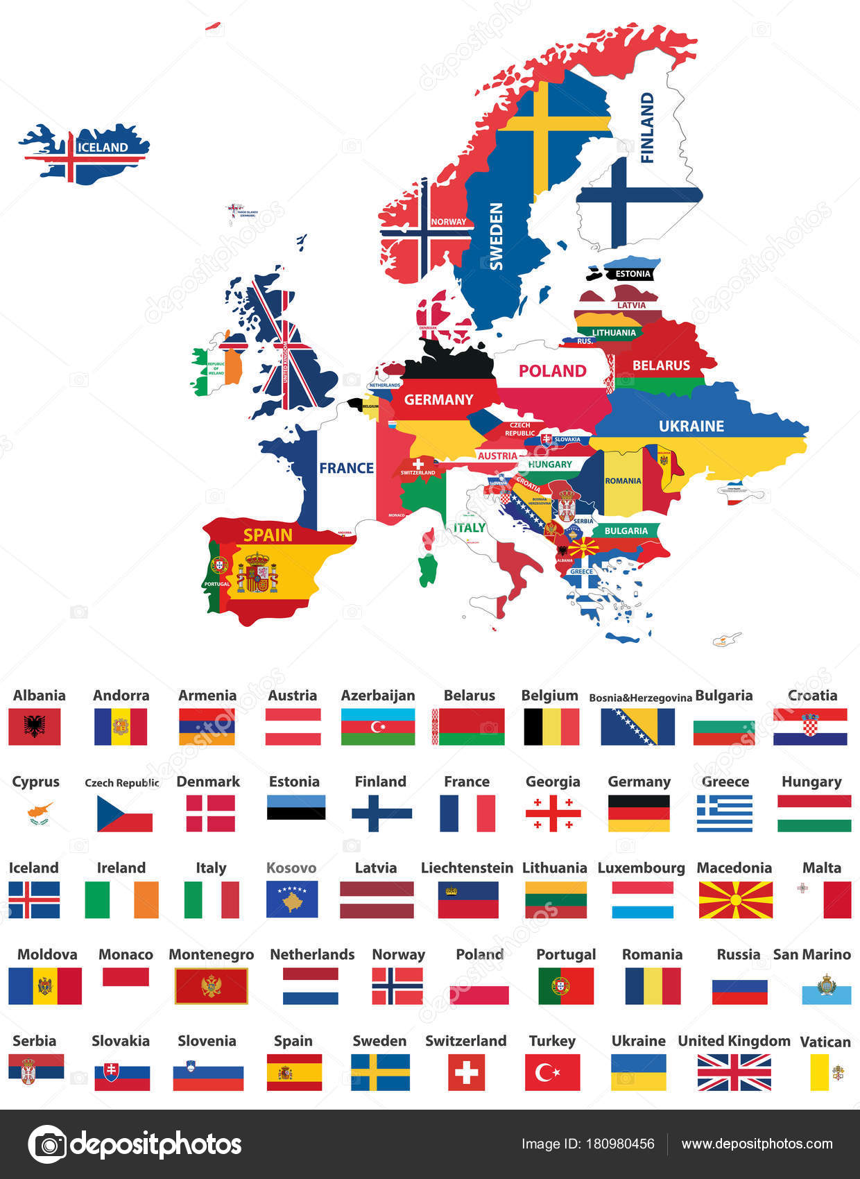 Colección, Polonia, Suiza, Europa Mapa, Malta Imagen Vectorial de