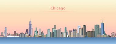 Chicago şehir manzarası vektör soyut çizim gündoğumu
