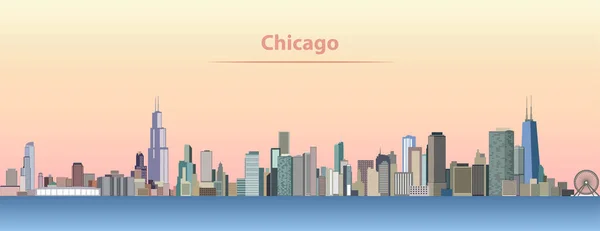 Ilustración Abstracta Del Vector Del Horizonte Ciudad Chicago Amanecer — Vector de stock