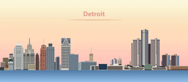 Ilustração Vetorial Horizonte Cidade Detroit Nascer Sol —  Vetores de Stock