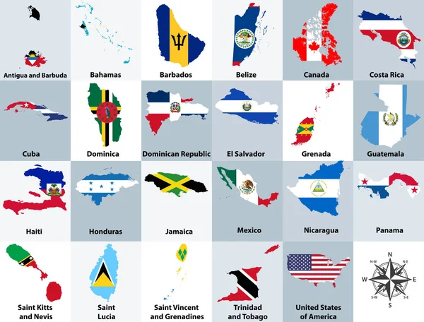 Streszczenie Ilustracji Wektorowych Map Nations Sovereign States Ameryka Północna Miesza — Wektor stockowy