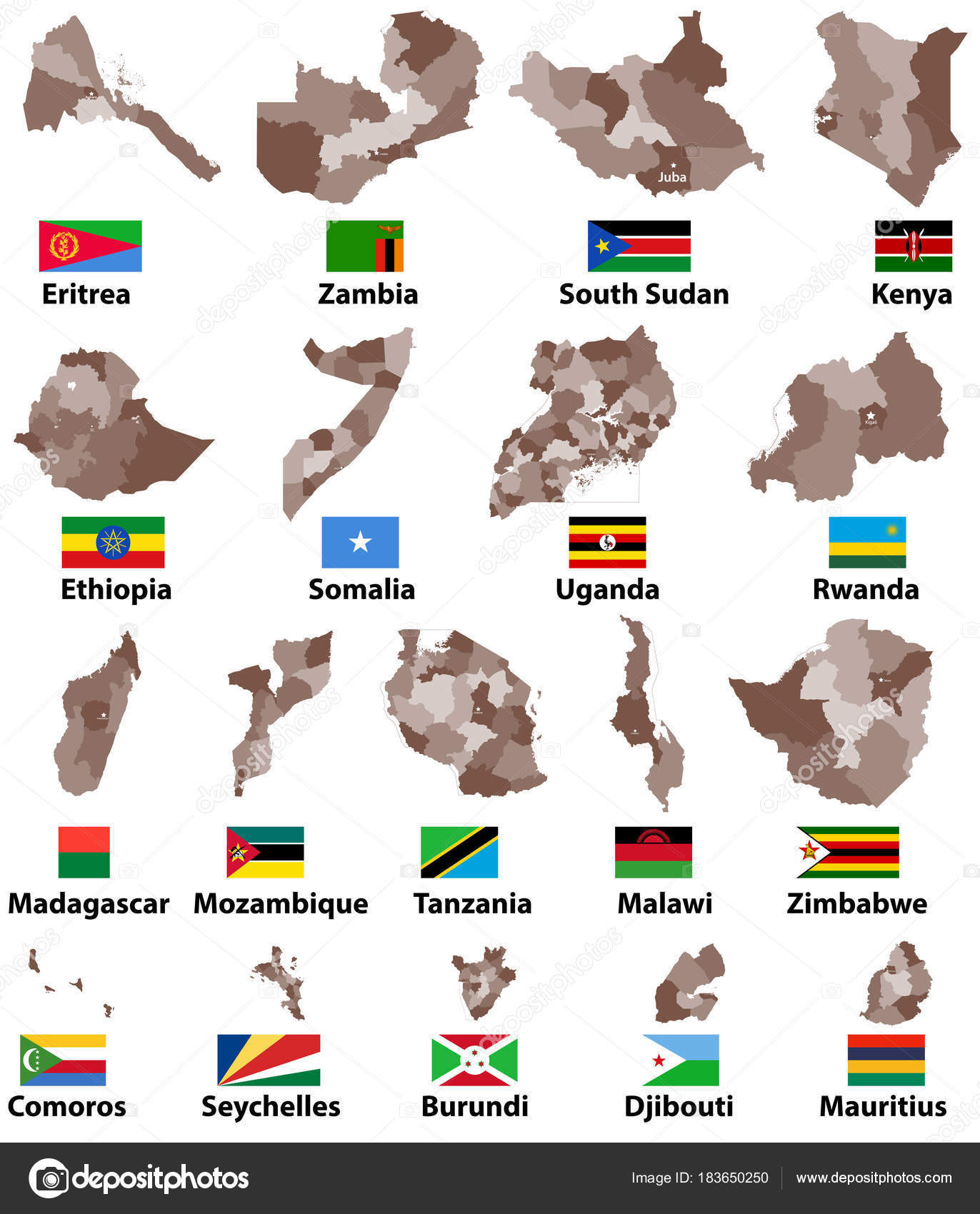 East African Countries Flags