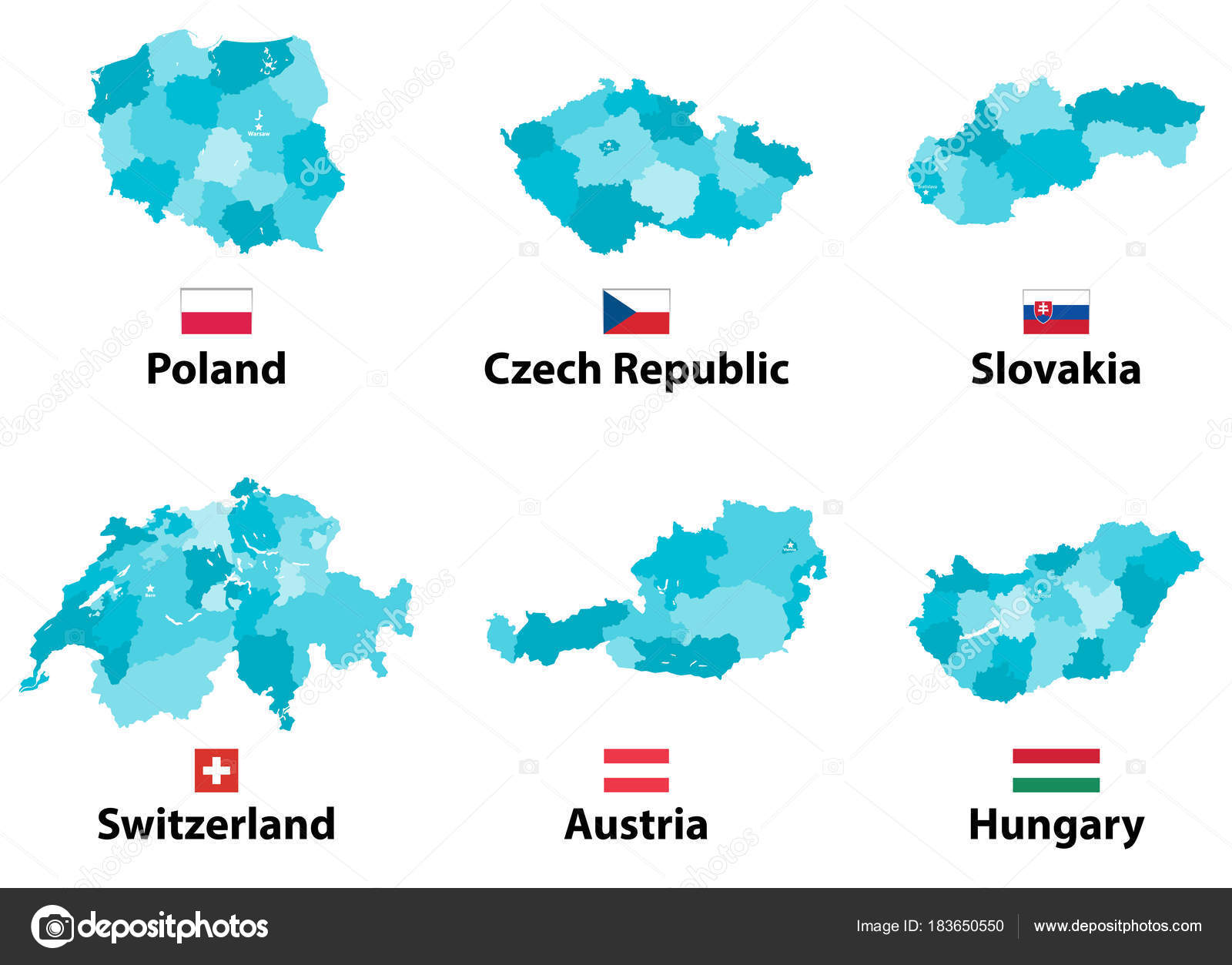 Todas as bandeiras de regiões da república checa