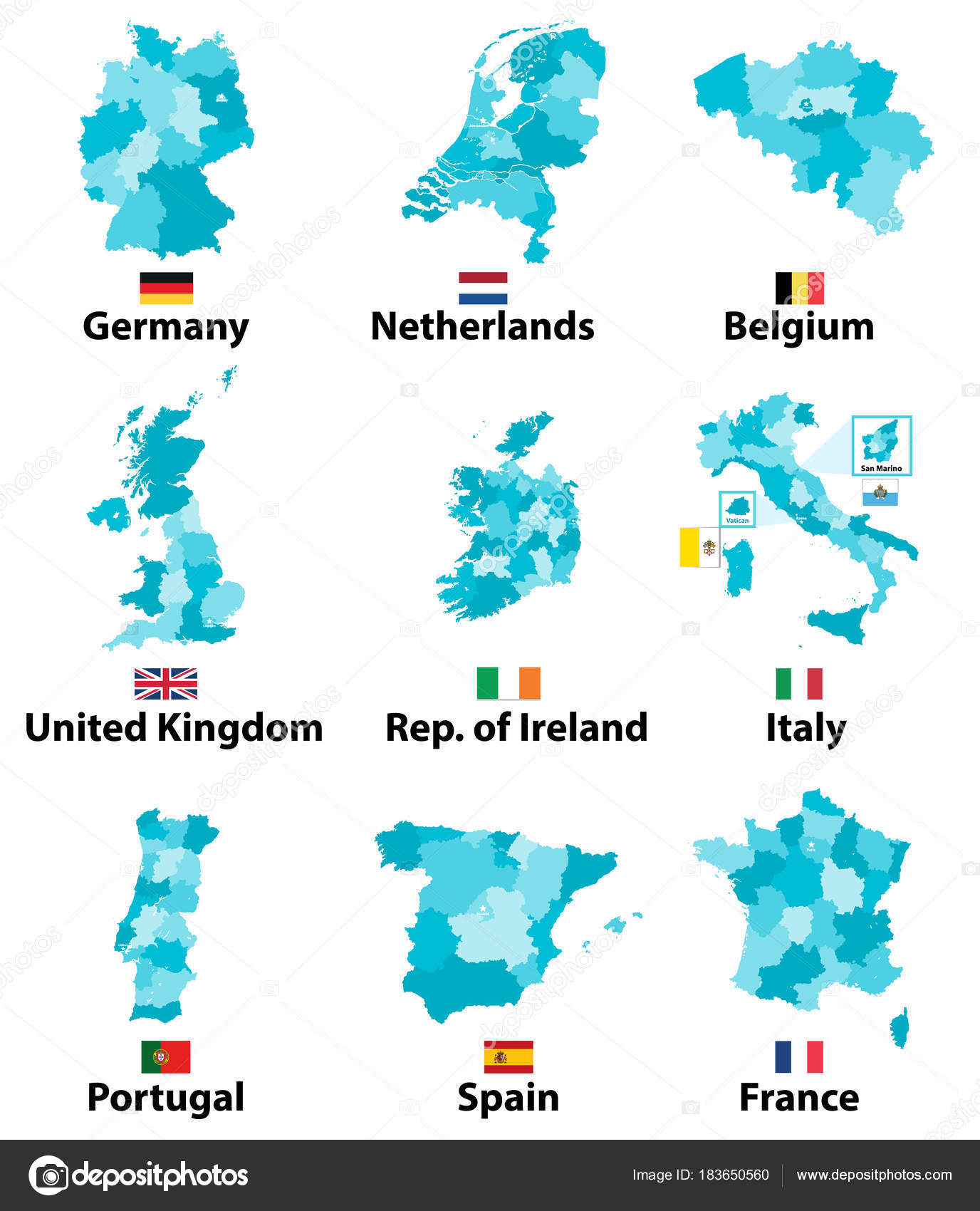 Cartes Vectorielles Les Drapeaux Des Pays Europe Avec Les