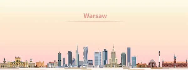 Varsóvia Vetor Cidade Horizonte Nascer Sol — Vetor de Stock