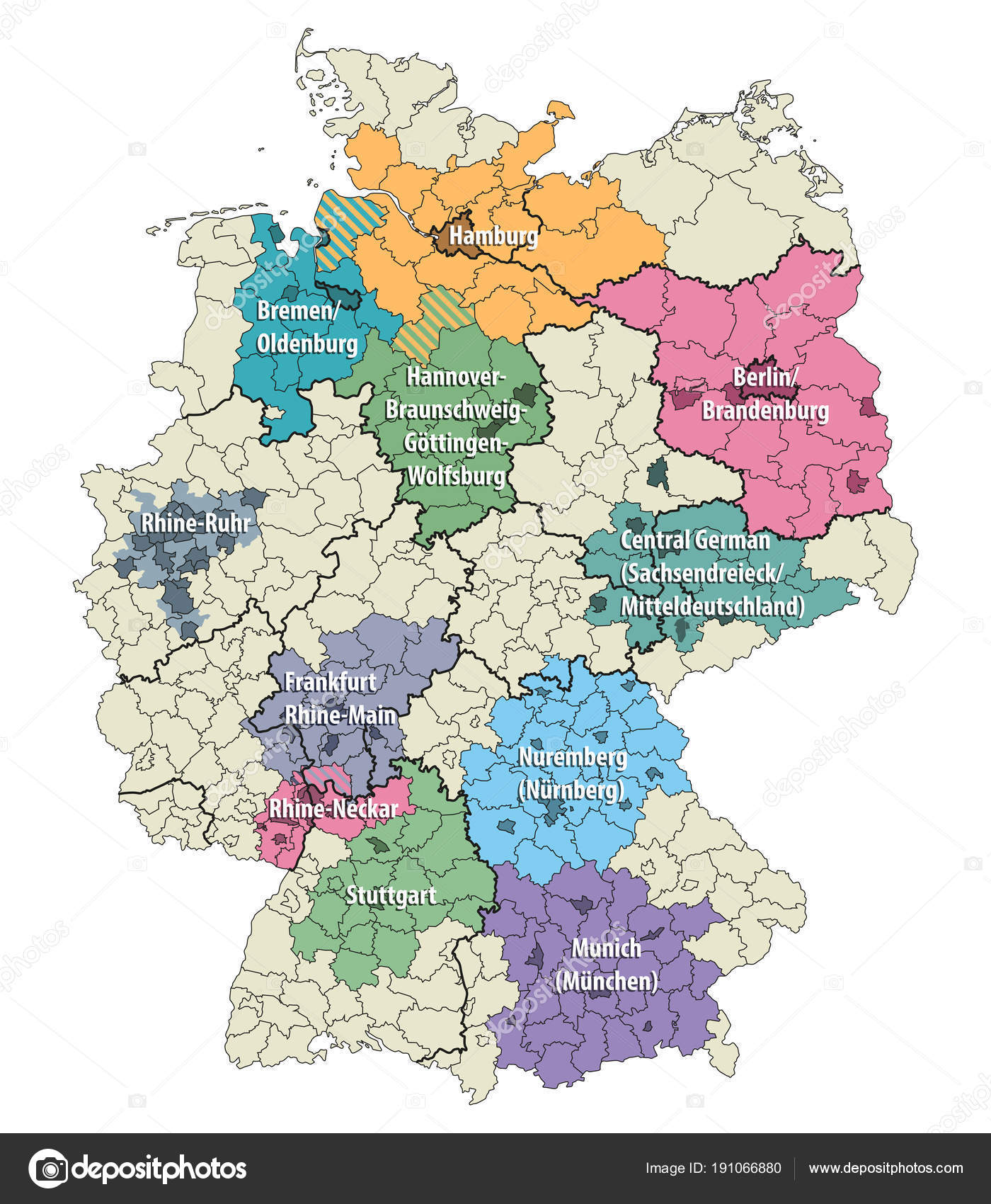 germany metropolitan regions vector map stock vector