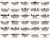 Deutschlands größte Städte Skylines Silhouetten Vektorset
