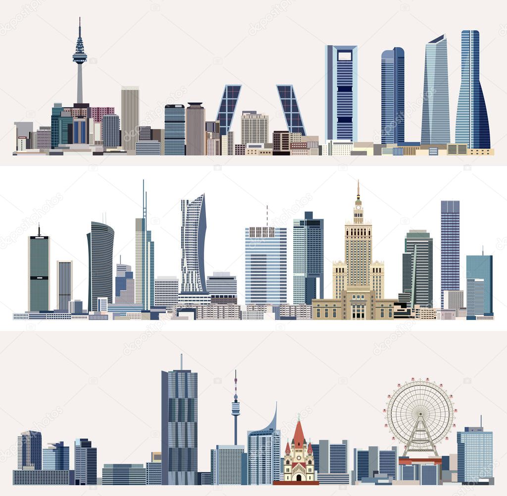 vector urban cityscapes with skyscrapers