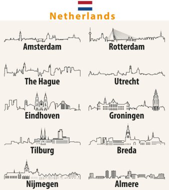 anahat simgeleri şehirler Hollanda silüetini vektör