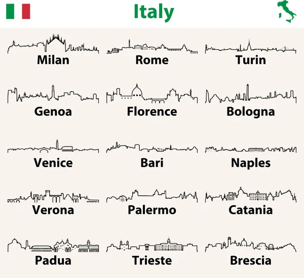 Icone Contorno Vettoriale Delle Città Italiane Skylines — Vettoriale Stock