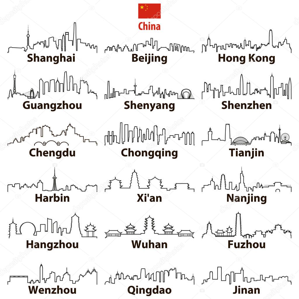 vector outline icons of hina cities skylines