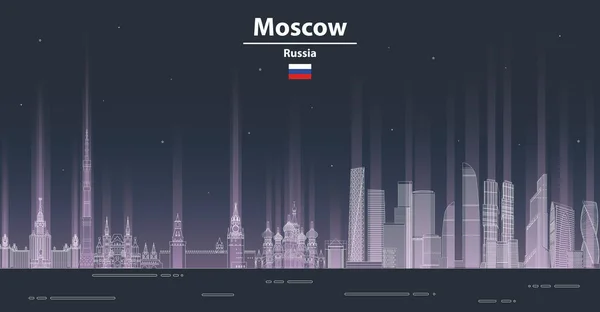 Moscovo Cityscape Noite Linha Arte Estilo Vetor Poster Ilustração Fundo Gráficos De Vetores