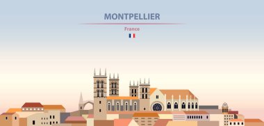 Montpellier şehir siluetinin rengarenk gradyan güzel gündüz arkaplanındaki vektör çizimi