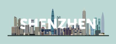 Shenzhen cityscape colorful poster. Vector illustration clipart