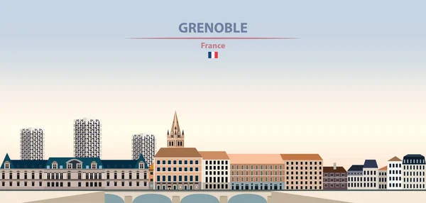 Ilustración Vectorial Del Horizonte Ciudad Grenoble Sobre Colorido Degradado Hermoso — Vector de stock