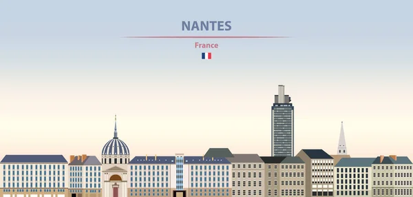 Illustration Vectorielle Des Toits Ville Nantes Sur Dégradé Coloré Beau — Image vectorielle