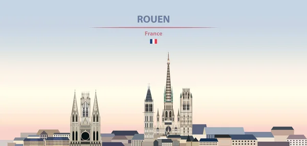 Ilustración Vectorial Del Horizonte Ciudad Rouen Sobre Colorido Degradado Hermoso — Vector de stock