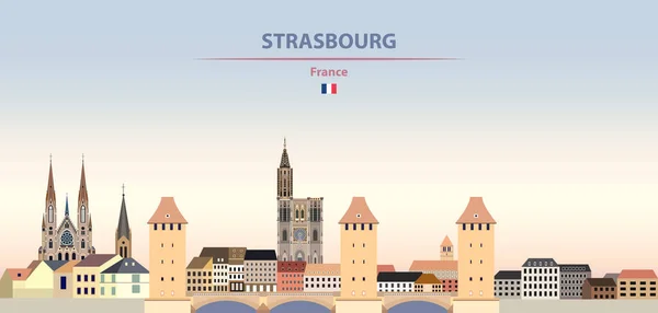 Illustration Vectorielle Des Toits Strasbourg Sur Dégradé Coloré Beau Fond — Image vectorielle