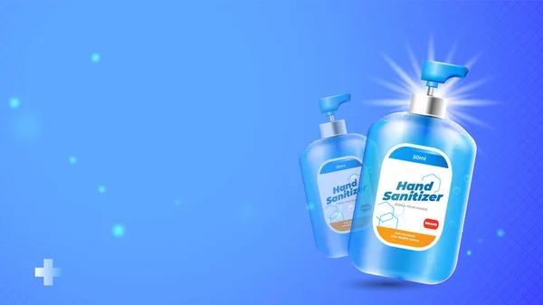 Realistic Blue Hand Sanitizer Bubbles — Stock Vector
