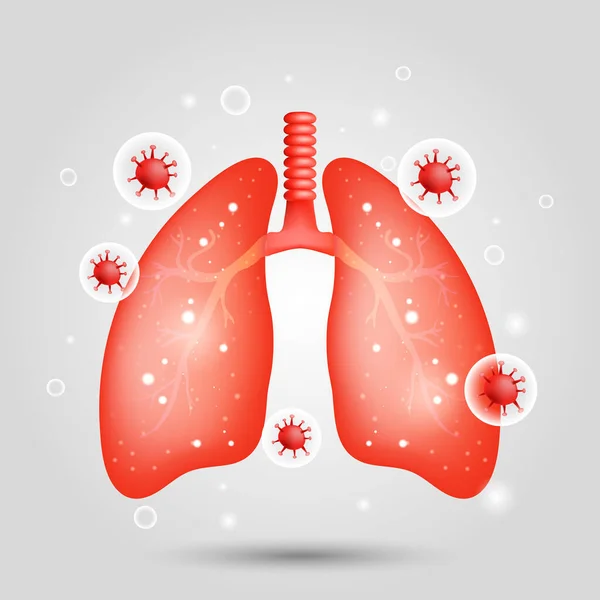 Illustration Des Poumons Avec Coronavirus Autour — Image vectorielle