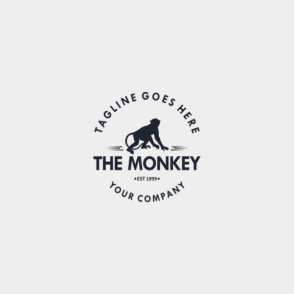 Monkey vintage logo design template. Design elements for logo, label, emblem, sign. Vector illustration - Vector — ストックベクタ