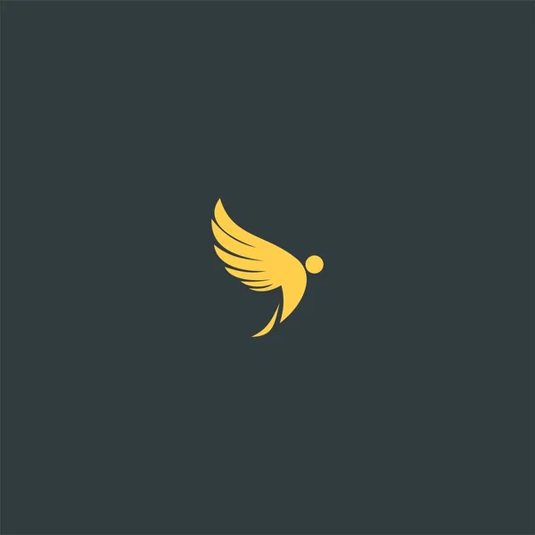 Ala con elegante diseño símbolo de color oro — Vector de stock