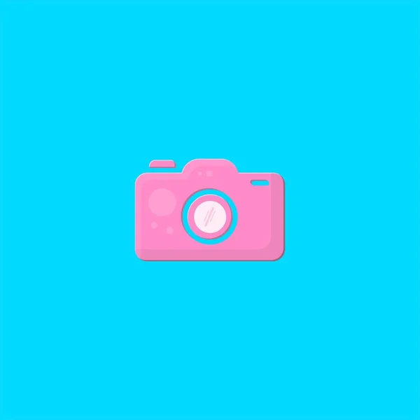 핑크 카메라 로고 디자인. 상징댄 아이콘 벡터 템플릿 — 스톡 벡터