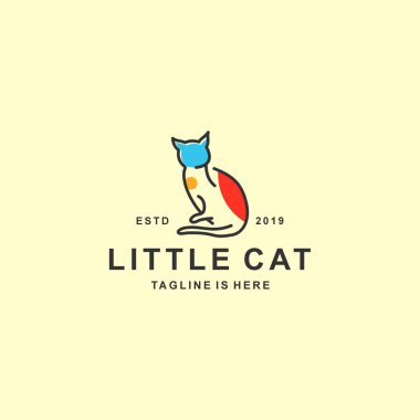 Düz dizaynlı küçük kedi logosu