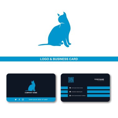 Kedi logosu kartvizit tasarımı konsept vektörü şablonu