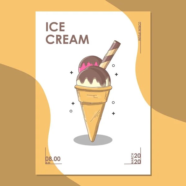 Cover and poster design template with a ice cream — Stock Vector