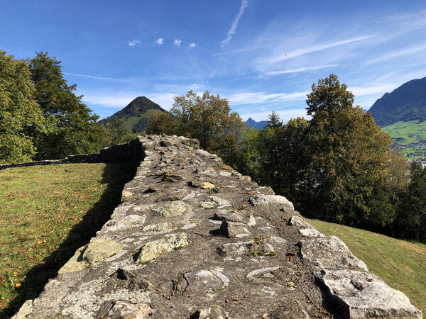 Burgruine Rotzberg or Burgruine Rotzburg or Ruine Rotzburg or Castle ruin Rotzberg, Stans - Canton of Nidwalden, Switzerland