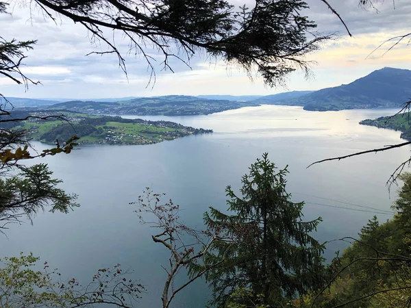 Λίμνη Lucerne Λίμνη Vierwaldstaetersee Vierwaldstattersee Και Λίμνη Alpnachersee Alpnach Καντόνιο — Φωτογραφία Αρχείου